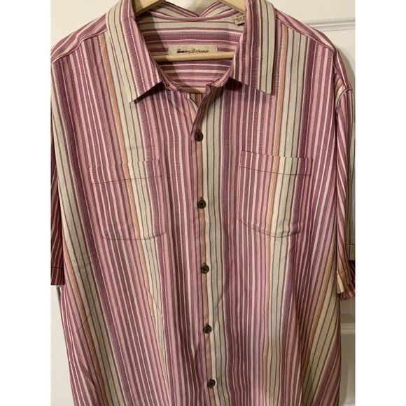Tommy Bahama Hawaiian Camp Shirt‎ Men’s Sz XL 100% Silk Pink Striped Button Down - Picture 4 of 7
